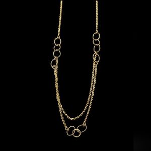 RAQUEL WELCH Yellow Gold Tone Long Rope Chain Layered Tiered Cascading Necklace